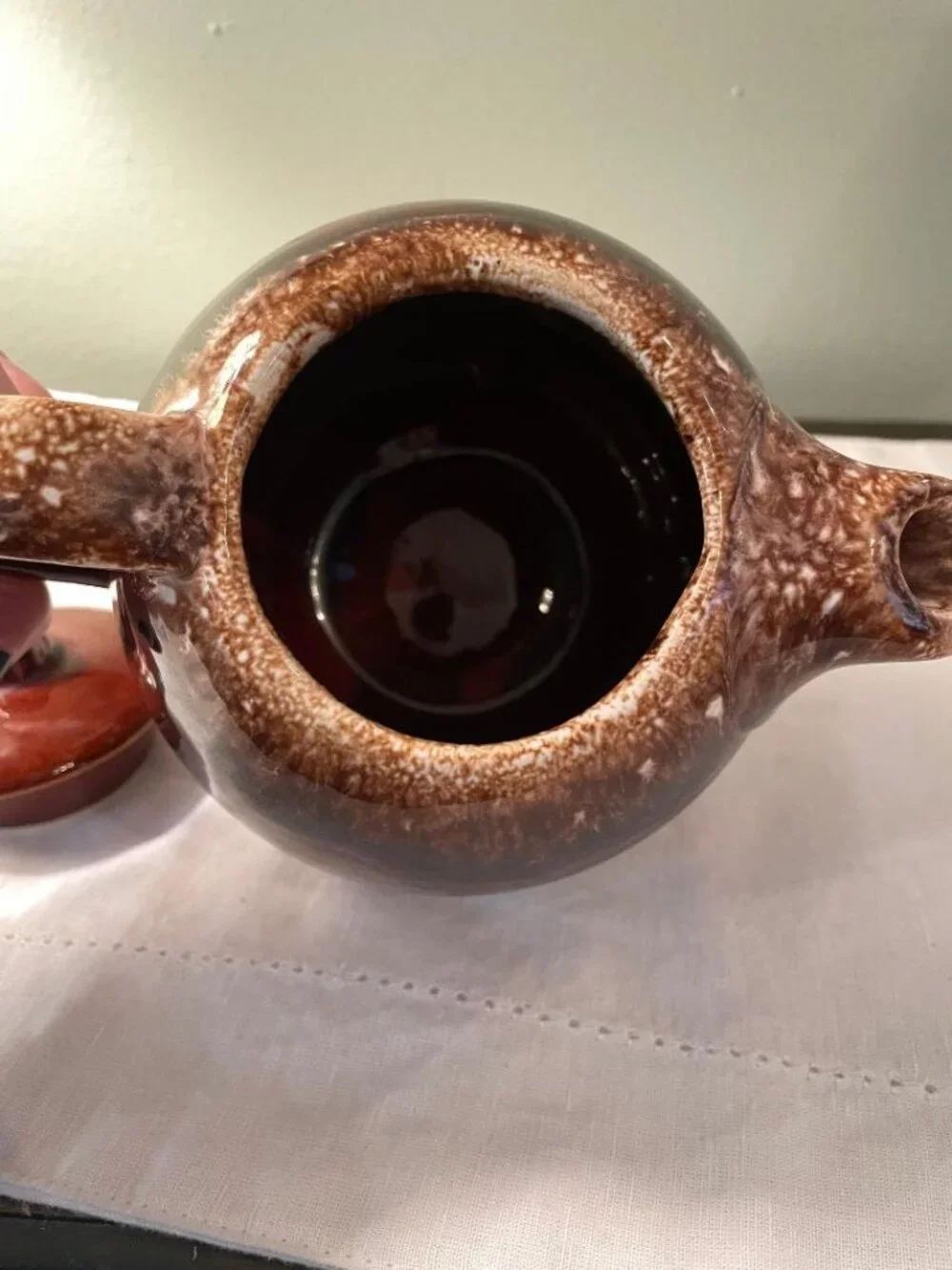 Vintage Hull Pottery Brown Drip Glaze Teapot Oven Proof Tea Pot with Lid USA